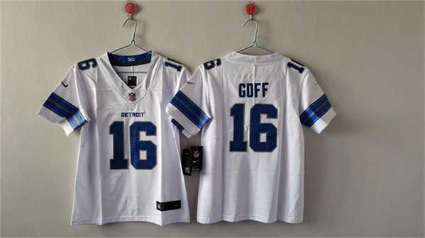 Womens Detroit Lions #16 Jared Goff White Vapor Stitched Jersey